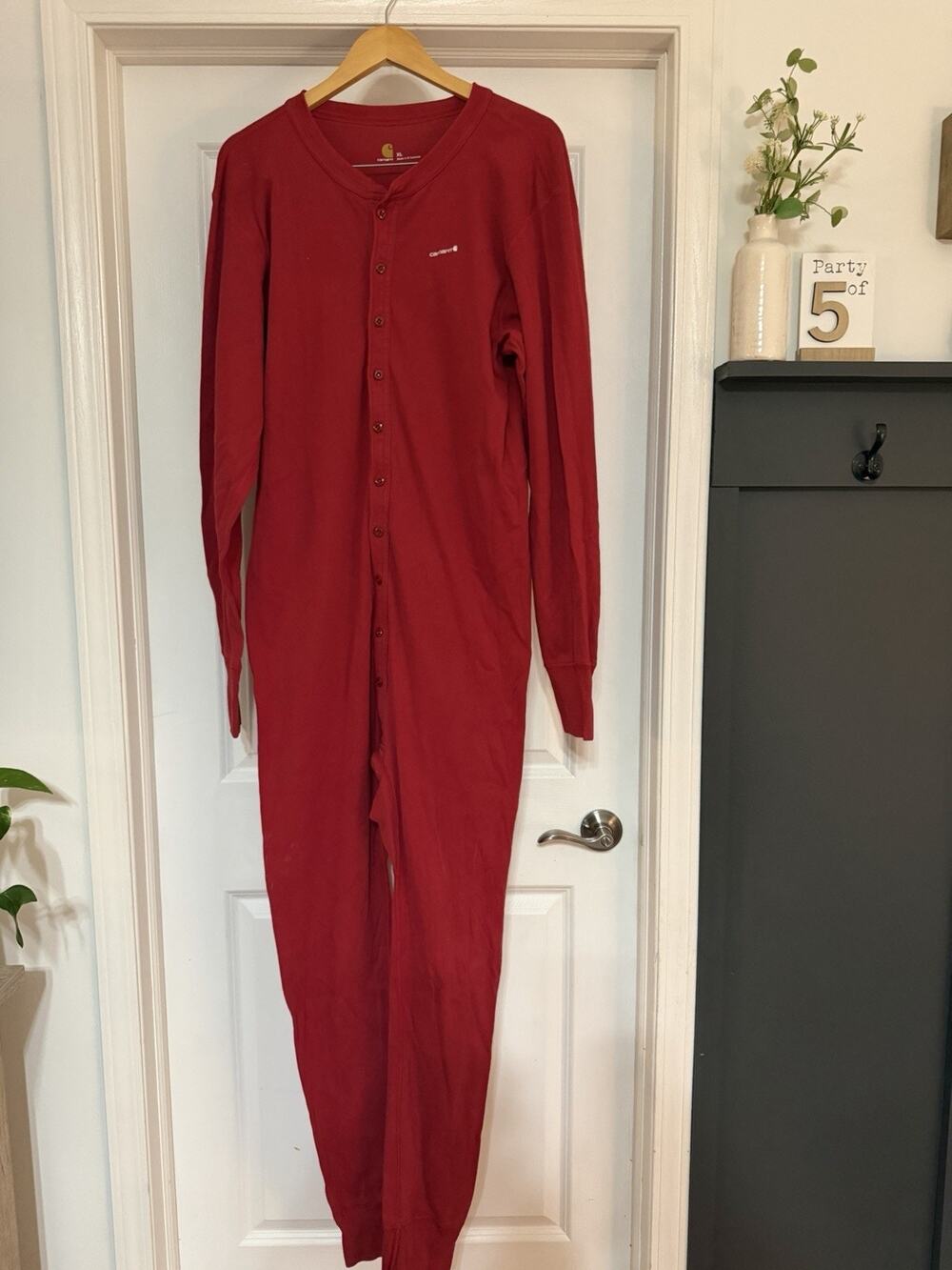 Carhartt Mens Union Suit XL Red One Piece Base Layer Thermal K226 100% Cotton